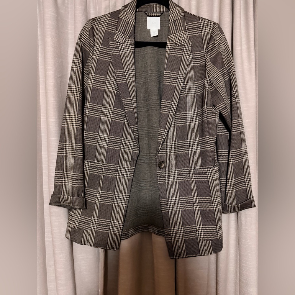H&M Gray Plaid Blazer